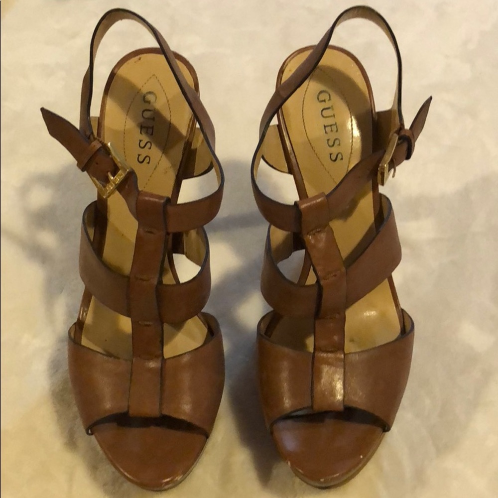 Guess - Tan Platform Sandals 7 1/2